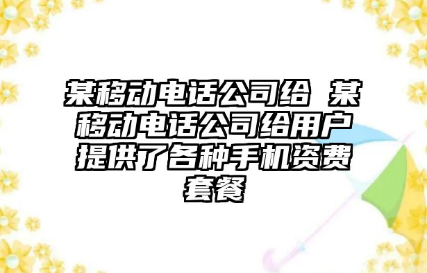 某移動電話公司給 某移動電話公司給用戶提供了各種手機資費套餐