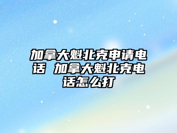 加拿大魁北克申請電話 加拿大魁北克電話怎么打