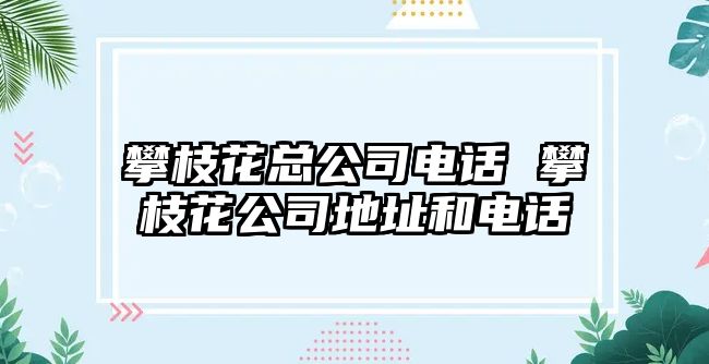 攀枝花總公司電話 攀枝花公司地址和電話