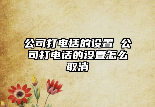 公司打電話的設(shè)置 公司打電話的設(shè)置怎么取消