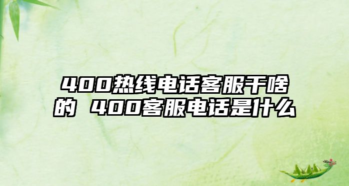 400熱線電話客服干啥的 400客服電話是什么