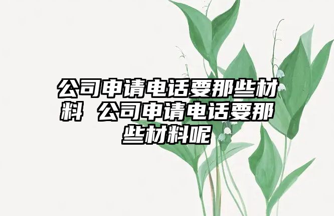 公司申請電話要那些材料 公司申請電話要那些材料呢