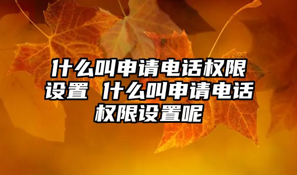 什么叫申請電話權(quán)限設(shè)置 什么叫申請電話權(quán)限設(shè)置呢