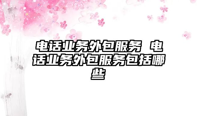 電話業(yè)務(wù)外包服務(wù) 電話業(yè)務(wù)外包服務(wù)包括哪些