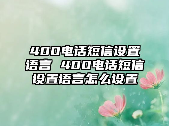 400電話短信設(shè)置語言 400電話短信設(shè)置語言怎么設(shè)置