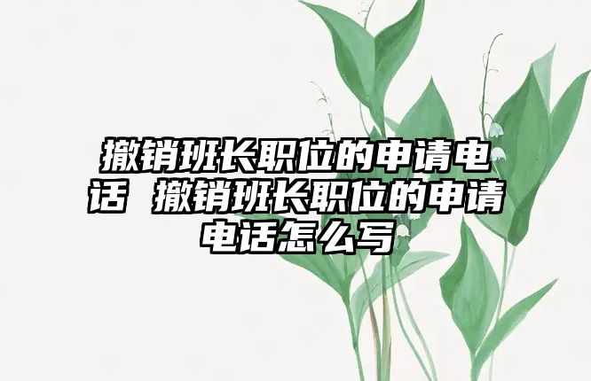 撤銷班長職位的申請電話 撤銷班長職位的申請電話怎么寫