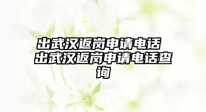 出武漢返崗申請電話 出武漢返崗申請電話查詢