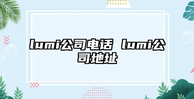 lumi公司電話 lumi公司地址