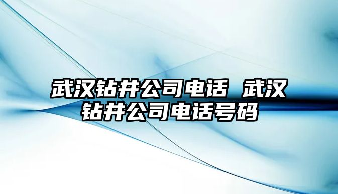 武漢鉆井公司電話 武漢鉆井公司電話號碼