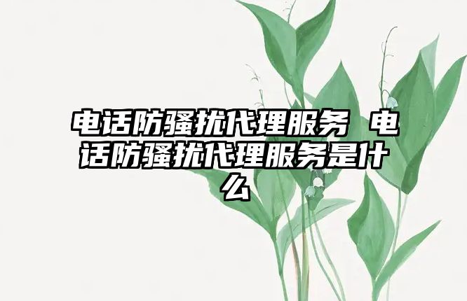 電話防騷擾代理服務 電話防騷擾代理服務是什么