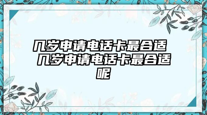 幾歲申請(qǐng)電話卡最合適 幾歲申請(qǐng)電話卡最合適呢